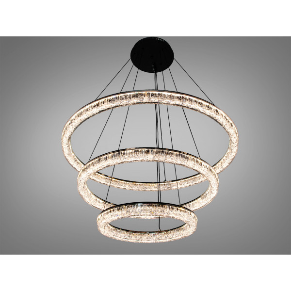 Підвісна LED люстра кільця біла 220 Вт 38-40 м² Diasha 1712/800+600+400BK