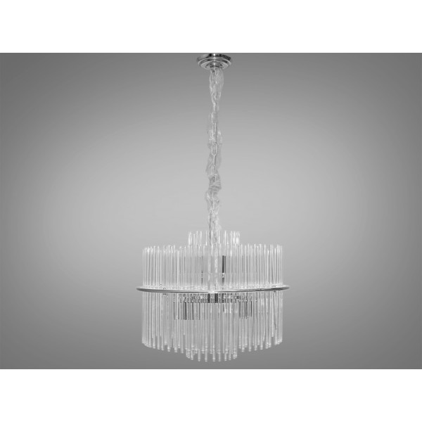 Стильна підвісна квадратна люстра зі скляними елементами, 6 ламп, хром Diasha 82208/500HR Стильна підвісна квадратна люстра зі скляними елементами, 6 ламп, хром Diasha 82208/500HR