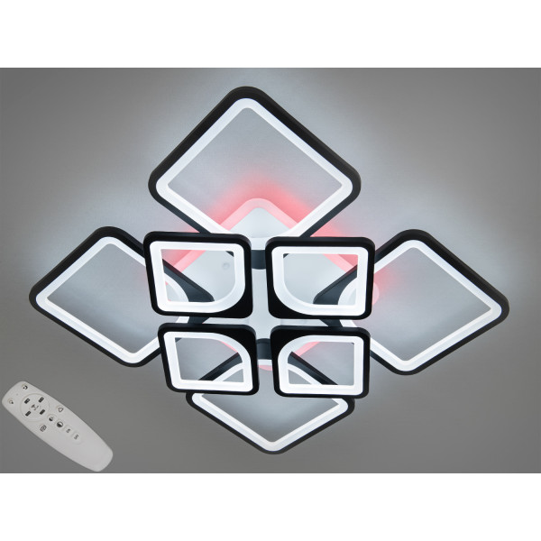 Стельова світлодіодна люстра смарт світильник з пультом, 155W Diasha H8060/4+4BKLED3colordimmer