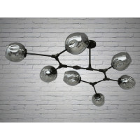 Люстра молекула в стиле лофт со стеклянным плафоном Diasha HXD8022/7BK+GR