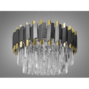 Шикарна підвісна кришталева люстра для зали, 11 ламп Diasha 82209/600HR+BK