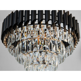 Підвісна кришталева люстра чорний золото 7xE14 Diasha N9001-550BK+SGD