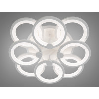 Біла люстра led кільця з дімером та LED підсвічуванням, 150W Diasha 8022/4+4WHLED3colordimmer