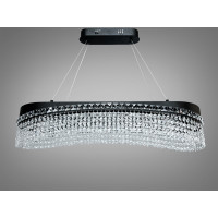 Підвісна кришталева люстра LED чорна 78 Вт овал Diasha P7027/L800x300BK