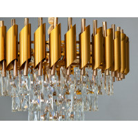 Стильна підвісна кришталева люстра в вітальню, 9 ламп Diasha 9001-500GD+SGD