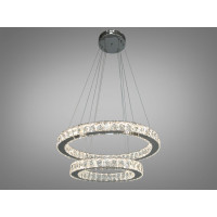 Чудова новинка, кришталева світлодіодна люстра кільця, 65W, хром Diasha 7206-8A/580+400HR
