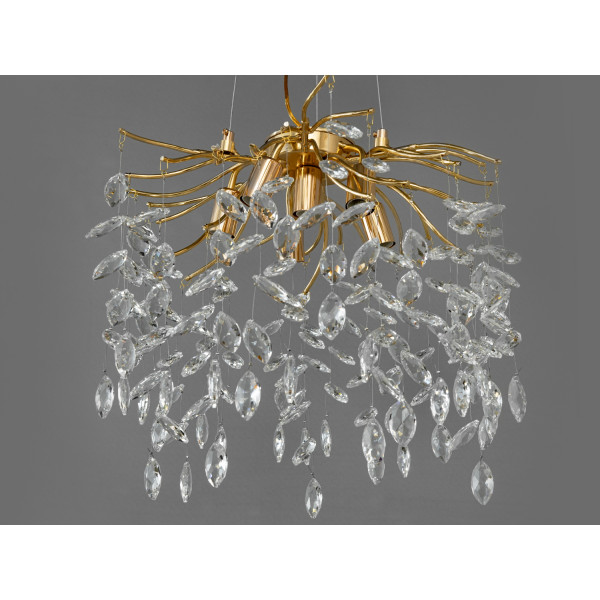 Вражаюча кришталева люстра підвісна, 6 ламп, золото Diasha 1607-450GD