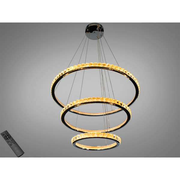 Підвісна LED люстра кільця біла 220 Вт 38-40 м² Diasha 66081/800+600+400CH