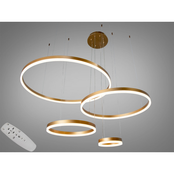 Світлодіодна підвісна люстра з комбінованим освітленням, 125Вт, золото Diasha D2485-800+600+400+200G