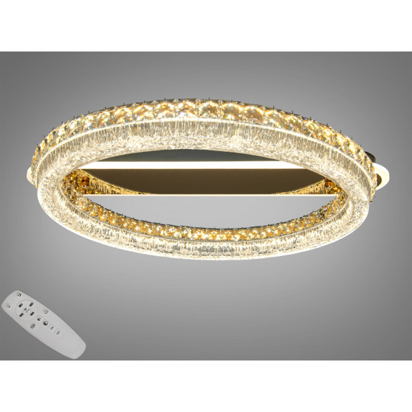 Люстра стельова LED кришталева хром 140W пульт Diasha MX6027/600S-gold