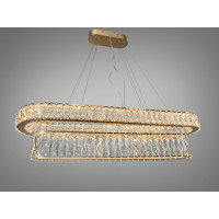 Підвісна кришталева LED люстра овальна золото 152Вт Diasha 575/1000x350G