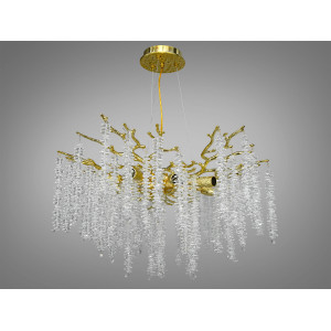 Декоративна підвісна кришталева люстра "Гліцинія", 8 ламп, золото  Diasha 609-600GD