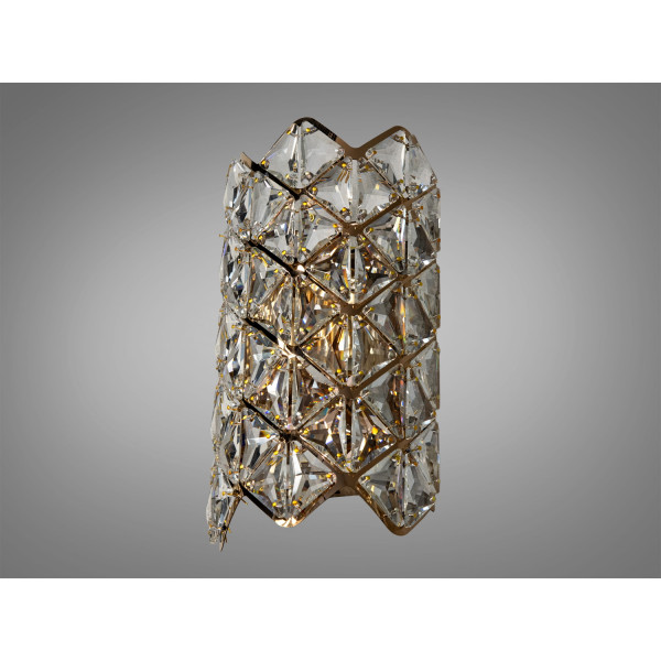 Елегантне класичне бра з кришталю під дві лампи, золото Diasha 9133-B300GD Елегантне класичне бра з кришталю під дві лампи, золото Diasha 9133-B300GD