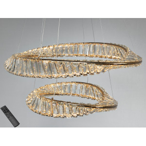 Світлодіодна люстра підвісна 2 кільця золото 86 Вт Diasha D8812/600+400BG