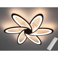 Сучасна пристельова світлодіодна люстра з пультом, 92Вт, чорна Diasha 2445/6BKdimmer