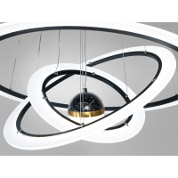Люстра LED підвіс чорна 140Вт 3 кільця CCT Diasha 2328-800+600+400BK