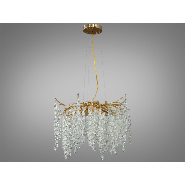 Підвісна люстра Diasha серія Гліцинія золото 8 ламп кришталь Diasha 603-600GD