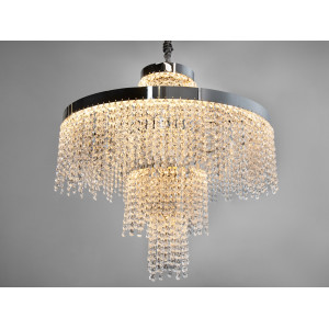 Кришталева люстра LED 376 золотиста з двома рівнями підвісок Diasha 376-600CH