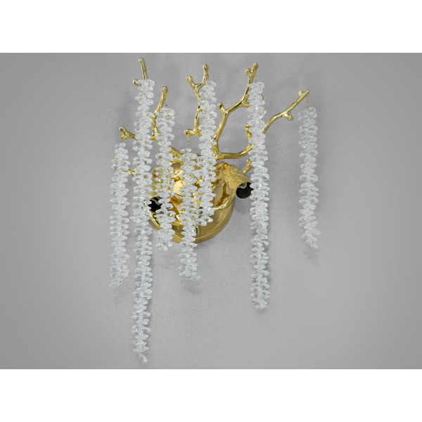 Кришталевий настінний світильник сателіт "Гліцинія", 2 лампи, золото Diasha 609-BGD Кришталевий настінний світильник сателіт "Гліцинія", 2 лампи, золото Diasha 609-BGD