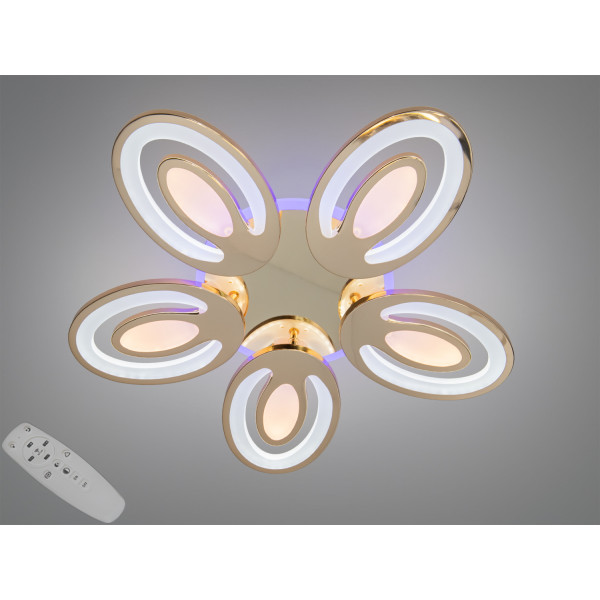 Стельова LED люстра хром 60Вт пульт 3 кільця Diasha 2528/5GLED3colordimmer