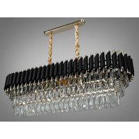 Підвісна кришталева люстра овальної форми для обідньої зони, 10 ламп Diasha 9001-1000x300BK+SGD