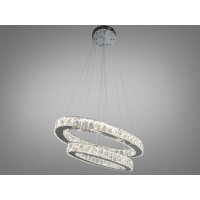 Унікальна підвісна кришталева світлодіодна люстра кільця, 50 Вт, хром Diasha 7210/650+500HR