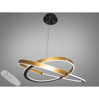 Дизайнерська світлодіодна люстра підвіс з пультом, 160 Вт, золото Diasha D2488-800+600G
