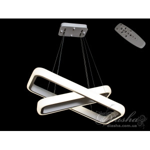 Сучасна світлодіодна люстра підвіс з пультом, димером, 55W, біла Diasha 8102-700*400+600*250WHdimmer