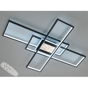 Сучасна стельова світлодіодна люстра з пультом, 125 Вт, чорна Diasha 2450BKdimmer