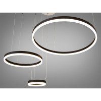 Світлодіодна підвісна люстра три кільця з пультом, димером, 90W, чорна Diasha D2485-600+400+200BK