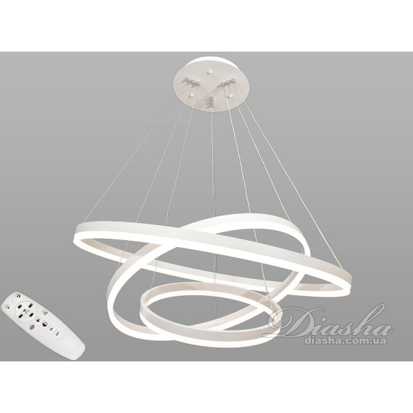 Сучасна світлодіодна підвісна люстра з пультом, димером, 160W, білий Diasha D8174-800+600+400WHdimmer