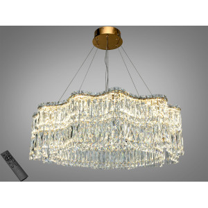 Підвісна кришталева люстра LED золото 125 Вт пульт Diasha 576/800G