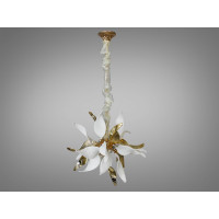 Колоритна підвісна люстра з порцеляновими елементами, 9 ламп, золото Diasha 7208-9PGD