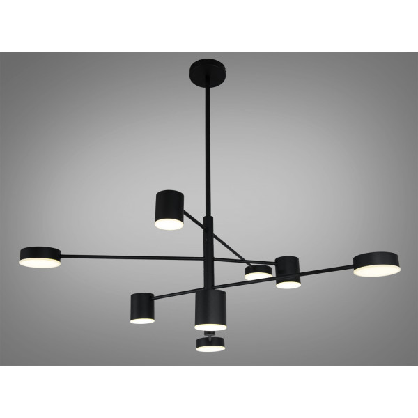 Гармонійна LED люстра в вітальню, 40W, чорна Diasha D302-8BK