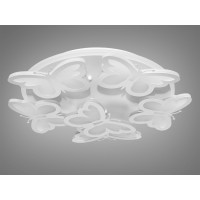 Біла пристельова LED люстра метелики з пультом та підсвіткою, 105W Diasha 8067/5+1WHLED3colordimmer