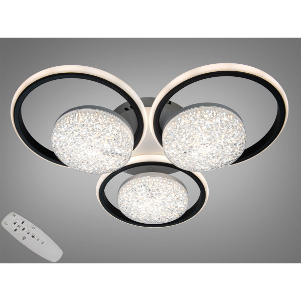 Стельова LED люстра кільця біла чорна 82Вт пульт Diasha 2563WH+BKDIMMER