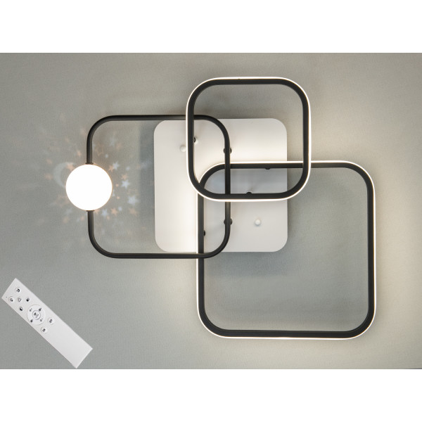 Світлодіодна люстра смарт світильник з пультом, 50W, чорний+білий Diasha MX2988-3SWH+BK