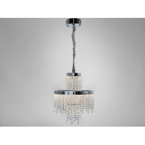 Кришталева люстра LED 376 золотиста з двома рівнями підвісок Diasha 376-400CH