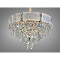 Гармонійна підвісна кришталева люстра у вітальню, 11 ламп, золото Diasha 327-600GD