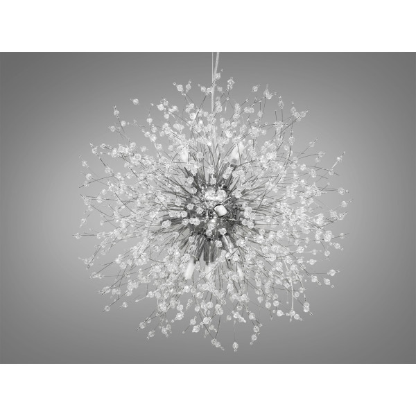 Витончена підвісна кришталева люстра "Кульбаба", хром Diasha H1803/9CH