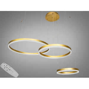 Сучасна світлодіодна люстра кільця для зали, колір чорний, 105W на 20м2 Diasha 1029-600+400+300GD