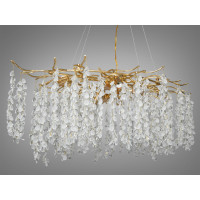 Підвісна кришталева люстра Гліцинія золото 10 ламп витягнута форма E14 Diasha 603-L900GD