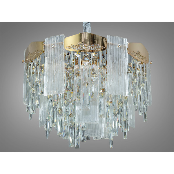 Неймовірно гарна, кришталева підвісна люстра на кухню, 12 ламп, золото Diasha 9156-500G