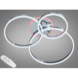 Стельова світлодіодна люстра кільцями з пультом, димером, 120 Вт, хром Diasha 8174/345NEWHRLED3colordimmer