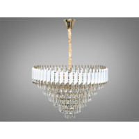 Ефектна підвісна кришталева люстра для зали, 15 ламп Diasha 9001-750WH+SGD