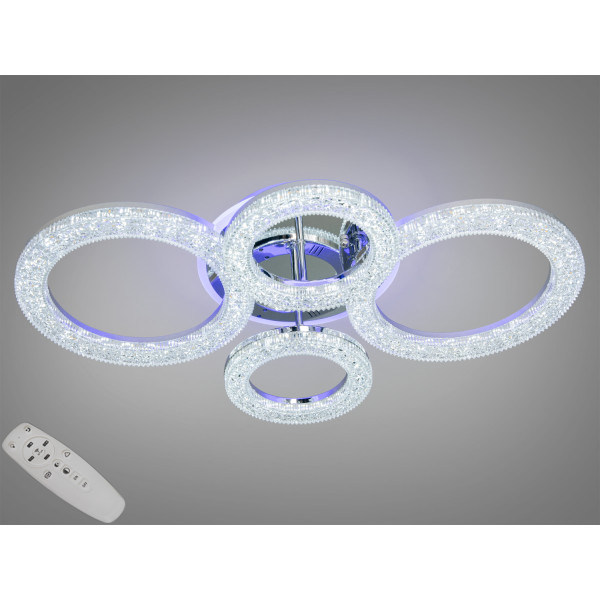 Стельова світлодіодна люстра з пультом, підсвічуванням, 75W, хром Diasha 2203/2+2HRLED3colordimmer Стельова світлодіодна люстра з пультом, підсвічуванням, 75W, хром Diasha 2203/2+2HRLED3colordimmer