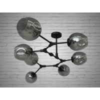 Люстра молекула в стиле лофт со стеклянным плафоном Diasha HXD8022/7BK+GR