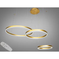 Сучасна світлодіодна люстра кільця для зали, колір чорний, 105W на 20м2 Diasha 1029-600+400+300GD