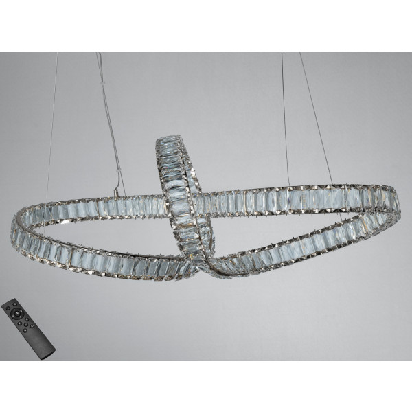 Люстра підвісна LED хром 85 Вт пульт 15 м² Diasha D8861/800x300CH