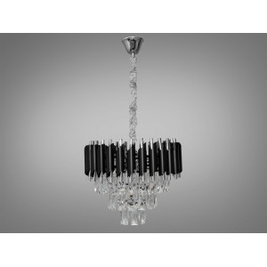 Підвісна кришталева люстра чорний+хром 5xE14 Diasha N9001-400BK+CH